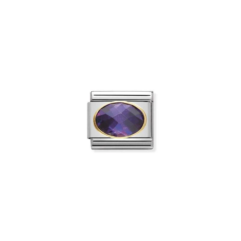 Nomination Composable Link Violet Faceted Cubic Zirconia, 18K Gold