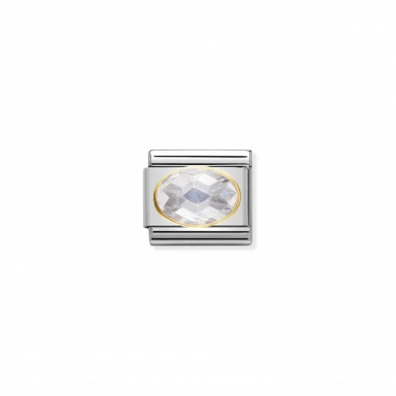 Nomination Composable Link White Faceted Cubic Zirconia, 18K Gold