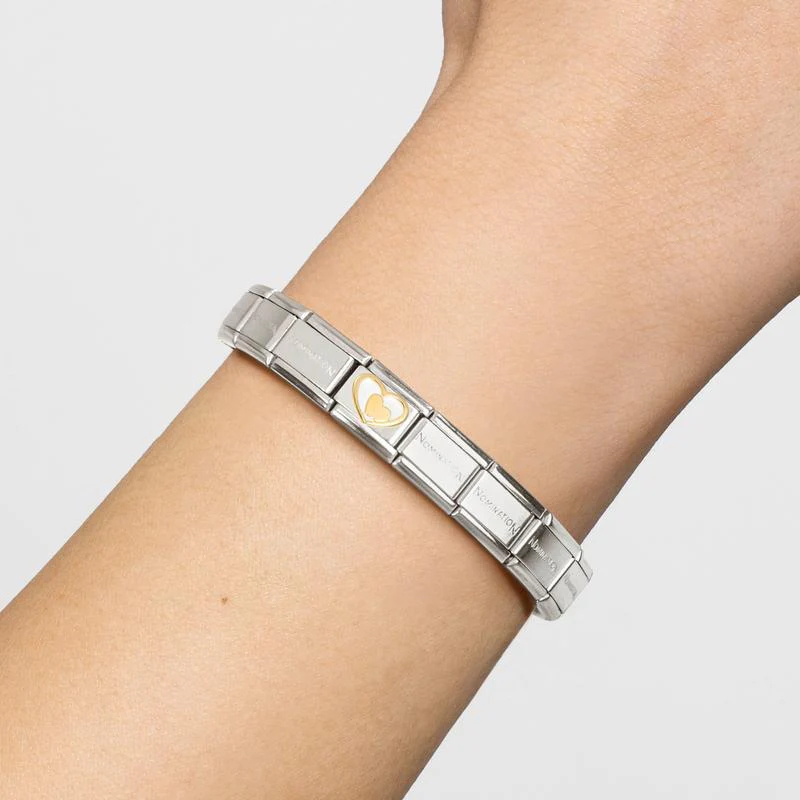 Nomination Composable Link White Heart-Gold, 18K Gold & Enamel - Image 2