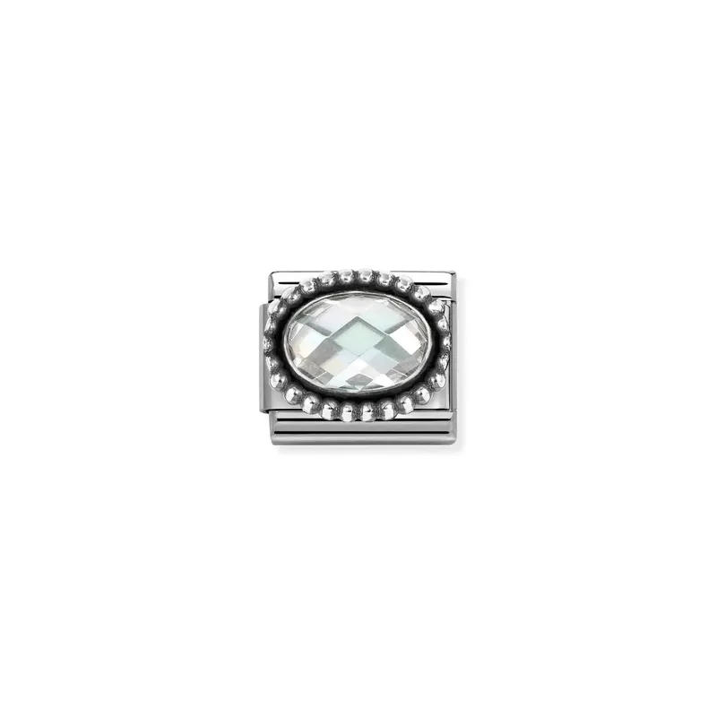 Nomination Composable Link White Vintage Effect Stone, Silver