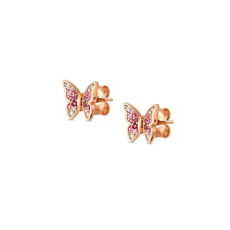 Nomination Crysalis Earrings, Studs, Butterfly, Pink Cubic Zirconia, Silver - Image 3