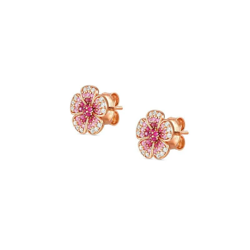 Nomination Crysalis Earrings, Studs, Flower, Pink Cubic Zirconia, Silver - Image 3