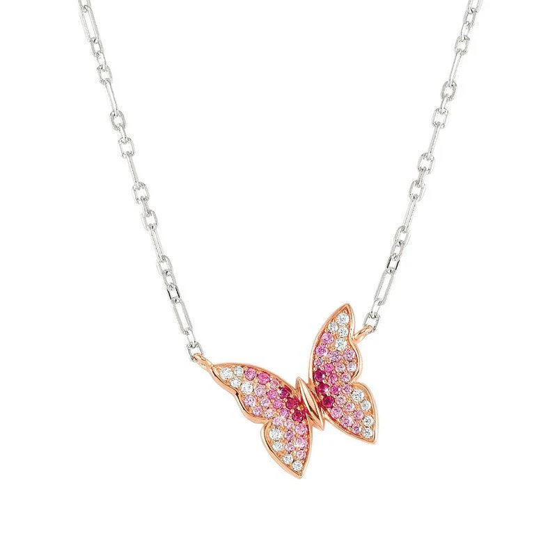 Nomination Crysalis Necklace, Butterfly, Pink Cubic Zirconia, Silver - Image 3