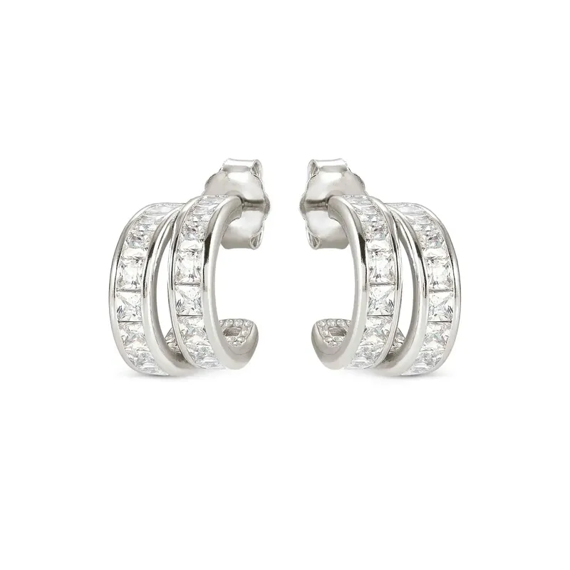 Nomination Daytonight Hoop Earrings with Cubic Zirconia, Sterling Silver - Image 2