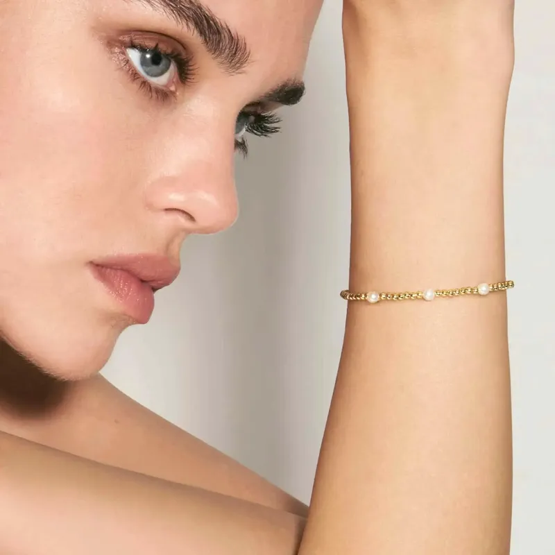 Nomination Fashion Era Bracelet with 3 Pearls, PVD Yellow Gold - Image 2