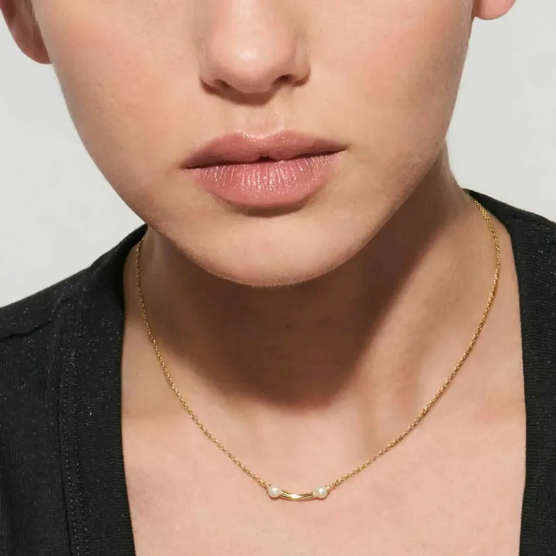 Nomination Fashion Era Necklace with 2 Pearls, PVD Yellow Gold - Image 4