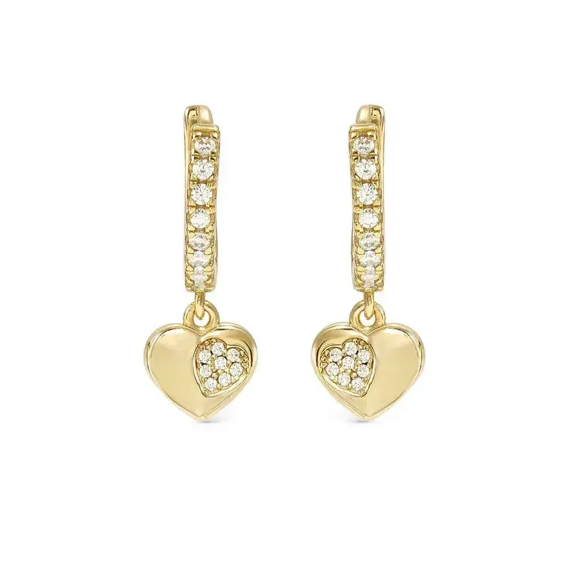 Nomination Gold Petit Sparkle Heart Dangle Hoop Earrings - Image 3