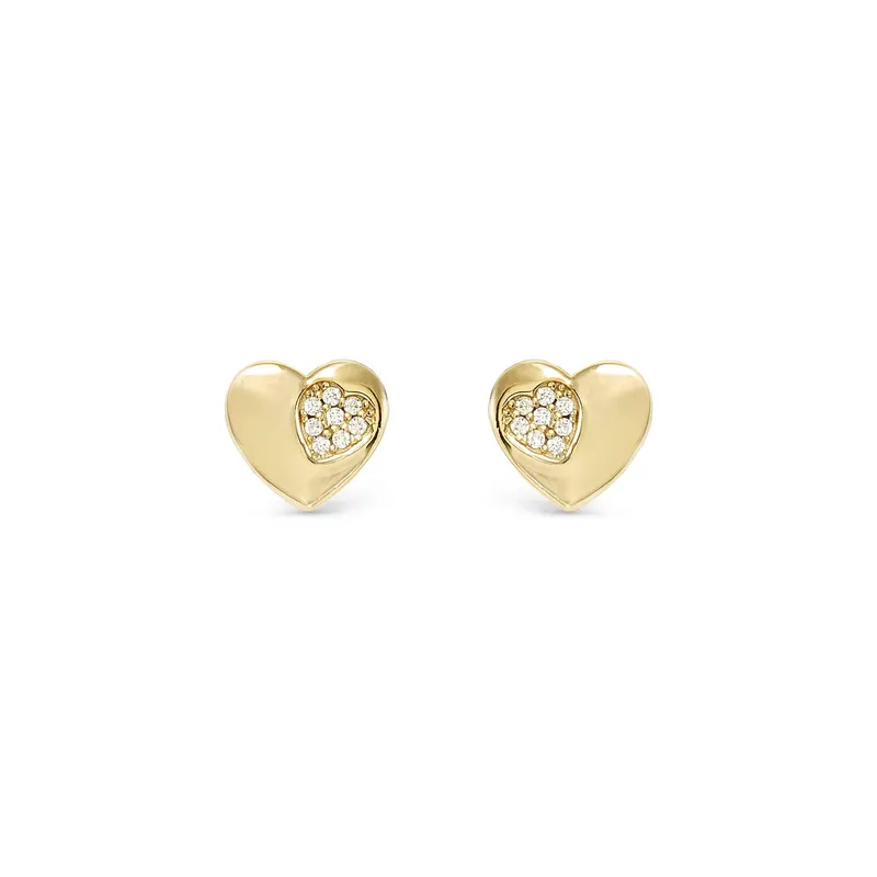 Nomination Gold Petit Sparkle Heart Stud Earrings - Image 2