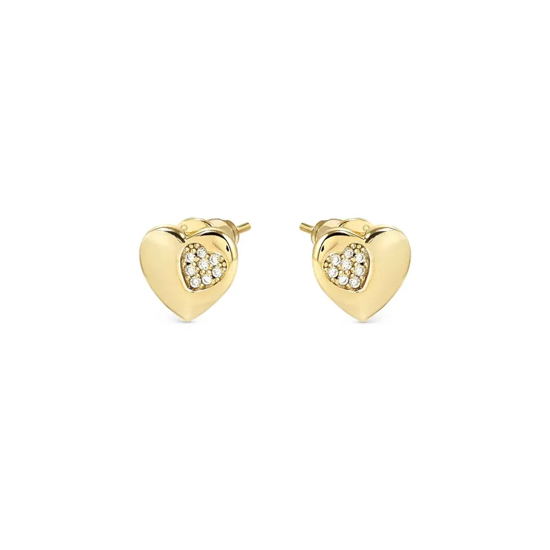 Nomination Gold Petit Sparkle Heart Stud Earrings - Image 3
