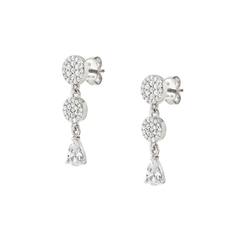 Nomination Lucentissima Earrings, Circle Drop, White Cubic Zirconia, Silver