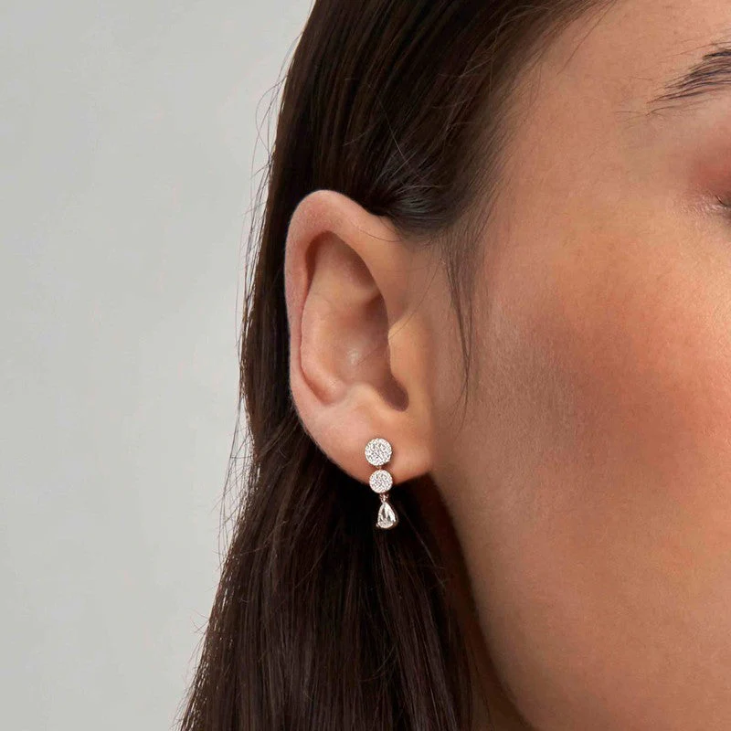 Nomination Lucentissima Earrings, Circle Drop, White Cubic Zirconia, Silver - Image 2