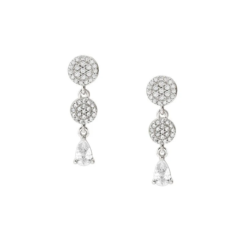 Nomination Lucentissima Earrings, Circle Drop, White Cubic Zirconia, Silver - Image 3