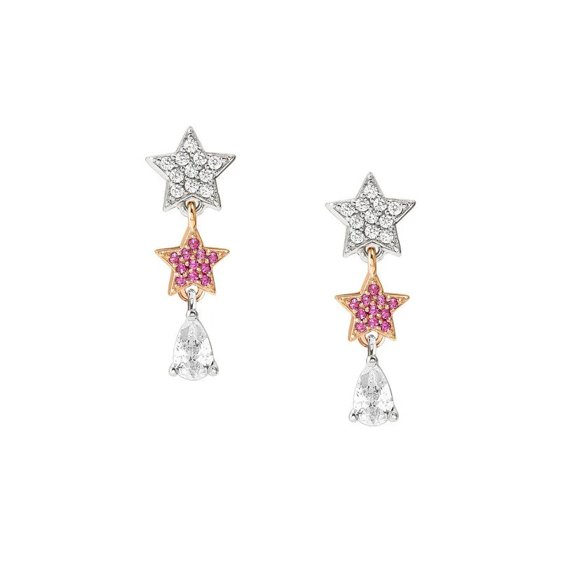 Nomination Lucentissima Earrings, Star Drop, Pink And White Cubic Zirconia, Rose Gold - Image 3