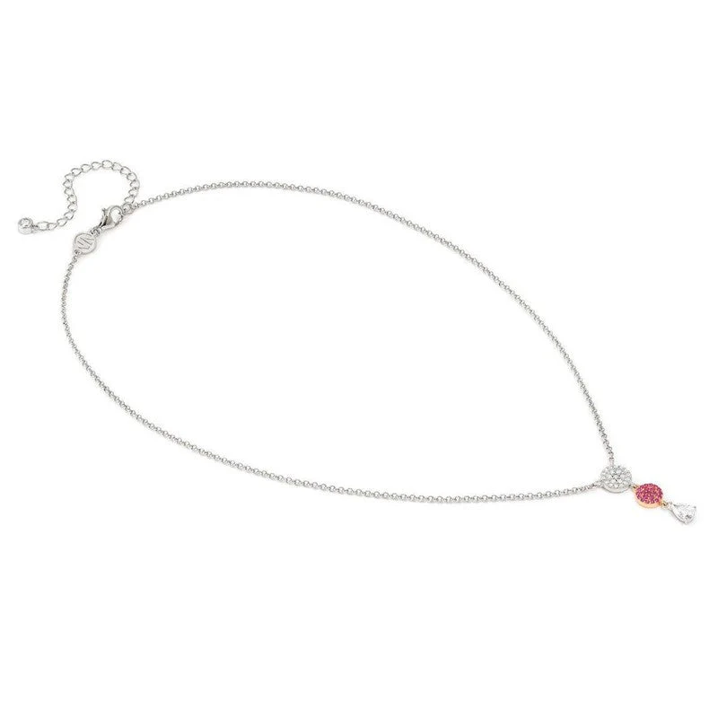 Nomination Lucentissima Necklace, Circle, Pear-Shape Pendant, Pink And White Cubic Zirconia, Silver - Image 3