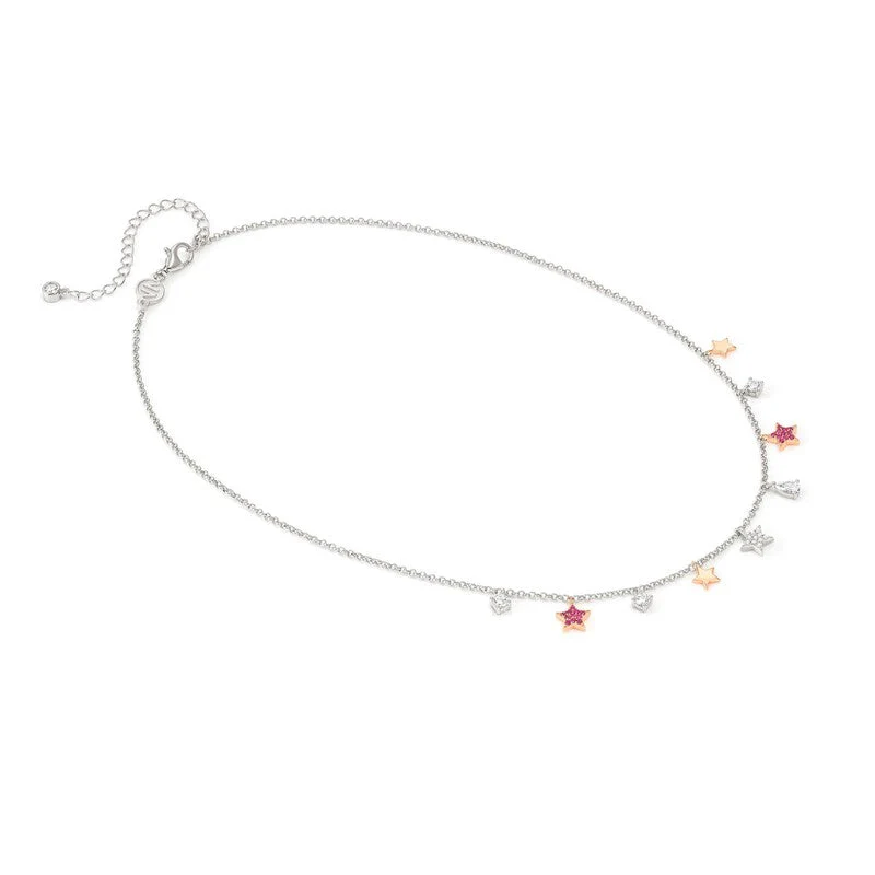 Nomination Lucentissima Necklace, Star Pendants, Pink And White Cubic Zirconia, Silver - Image 2