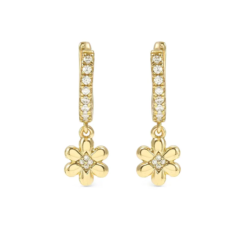 Nomination Petit Sparkle Gold Flower Hoop Earrings - Image 2