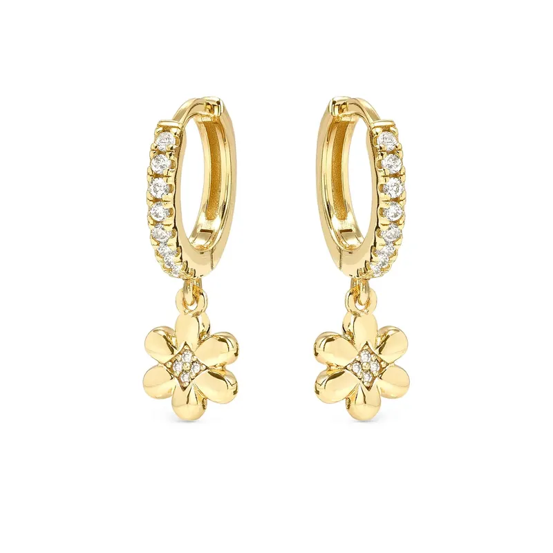 Nomination Petit Sparkle Gold Flower Hoop Earrings - Image 3