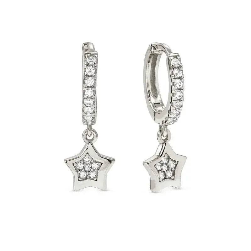 Nomination Petit Sparkle Silver Star Hoop Earrings
