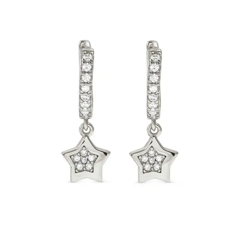 Nomination Petit Sparkle Silver Star Hoop Earrings - Image 3