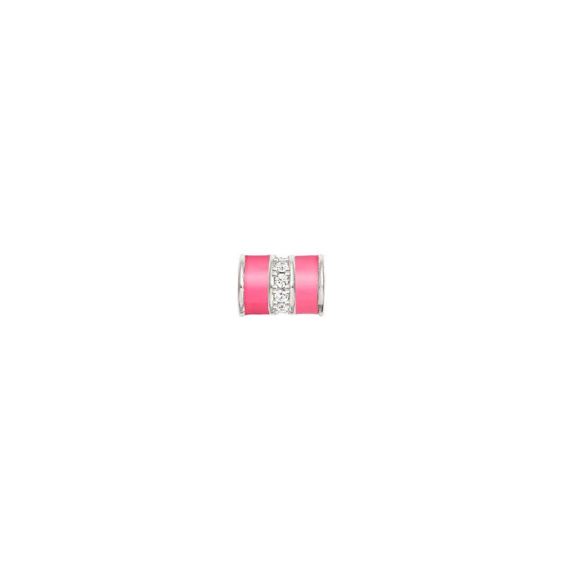 Nomination SeiMia Flora Spacer Tube, White Cubic Zirconia, Fuchsia Enamel, Silver - Image 2