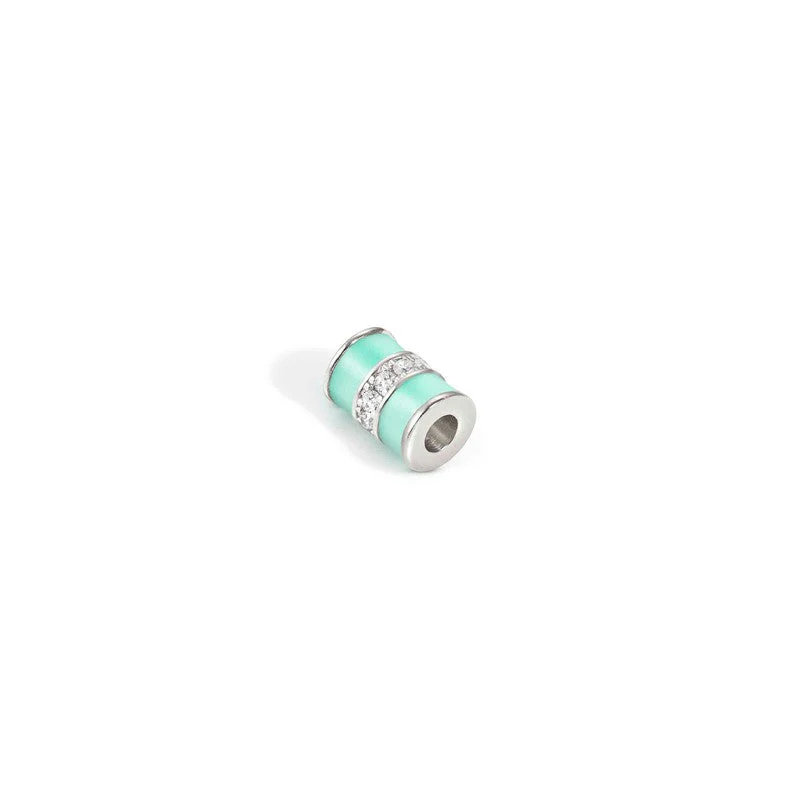 Nomination SeiMia Flora Spacer Tube, White Cubic Zirconia, Turqouise Enamel, Silver