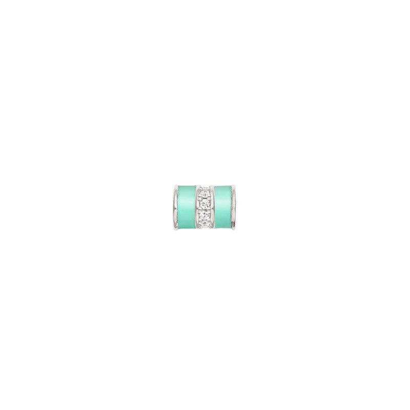 Nomination SeiMia Flora Spacer Tube, White Cubic Zirconia, Turqouise Enamel, Silver - Image 2