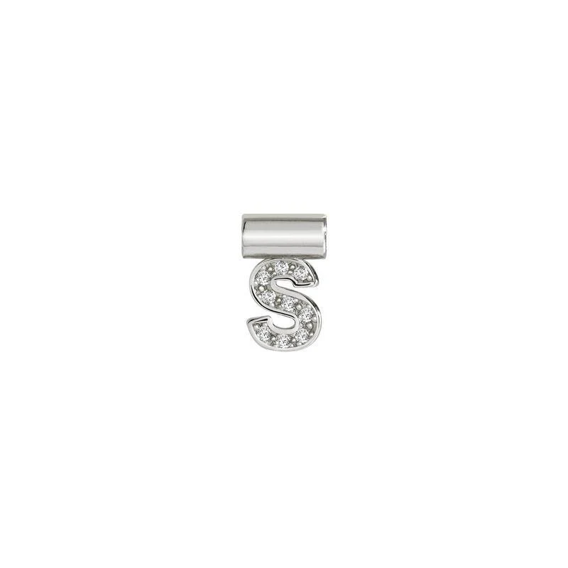 Nomination SeiMia Pendant, Letter S, Cubic Zirconia, Silver