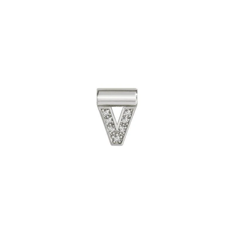 Nomination SeiMia Pendant, Letter V, Cubic Zirconia, Silver