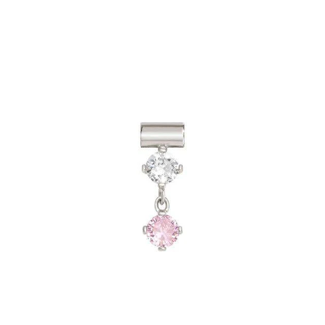 Nomination SeiMia Pendant, Pink And White Drop, Cubic Zirconia, Silver