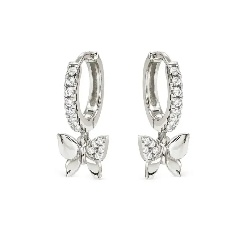 Nomination Silver Petit Sparkle Butterfly Hoop Earrings - Image 4