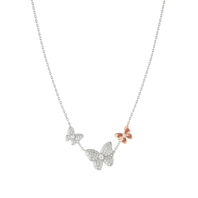 Nomination Sweetmadame Necklace, Butterflies with Cubic Zirconia, Rose Gold - Image 3
