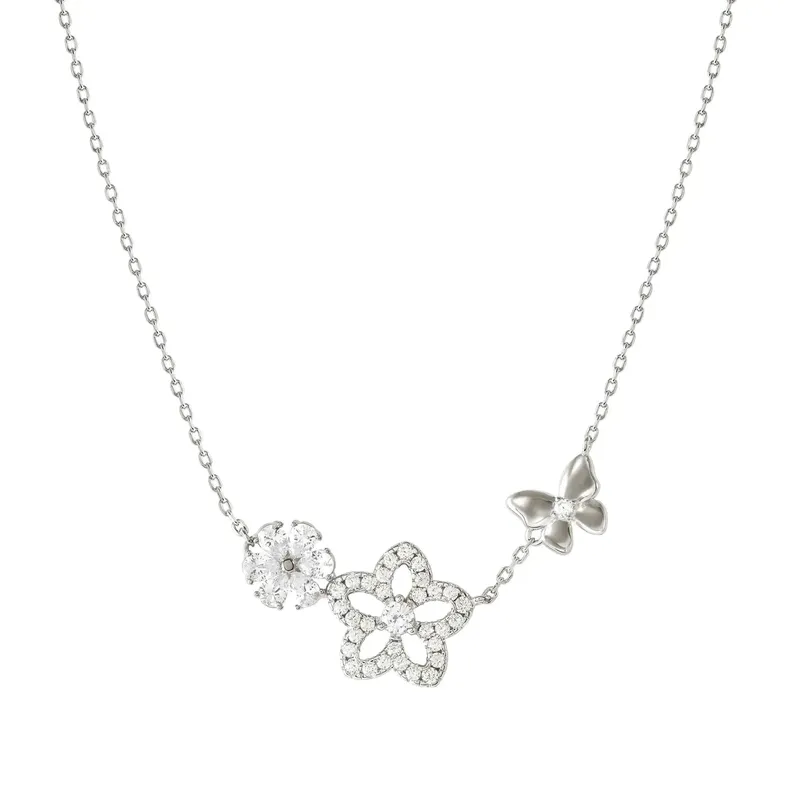 Nomination Sweetmadame Necklace, Flowers with Cubic Zirconia, Sterling Silver
