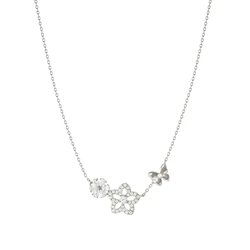 Nomination Sweetmadame Necklace, Flowers with Cubic Zirconia, Sterling Silver - Image 2