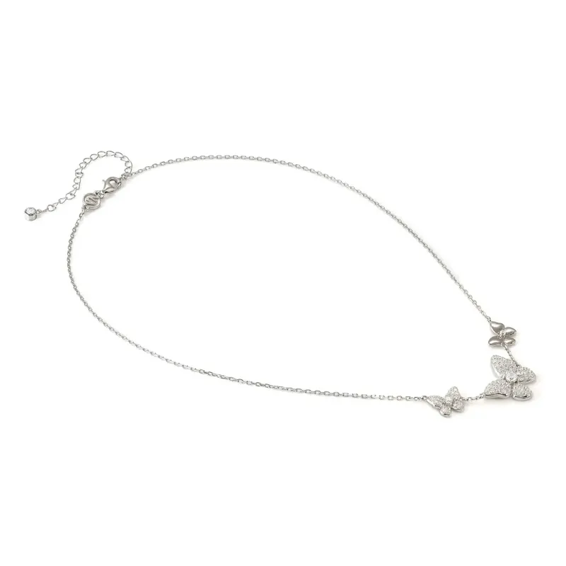 Nomination Sweetmadame Necklace, Butterflies with Cubic Zirconia, Sterling Silver - Image 3