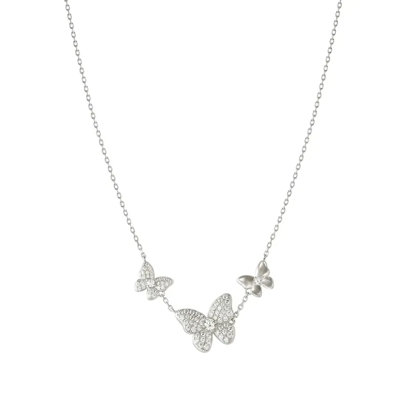 Nomination Sweetmadame Necklace, Butterflies with Cubic Zirconia, Sterling Silver - Image 4