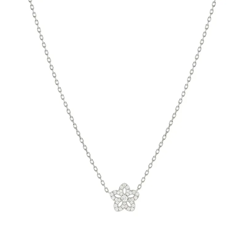 Nomination Sweetmadame Necklace, Flower with Cubic Zirconia, Sterling Silver