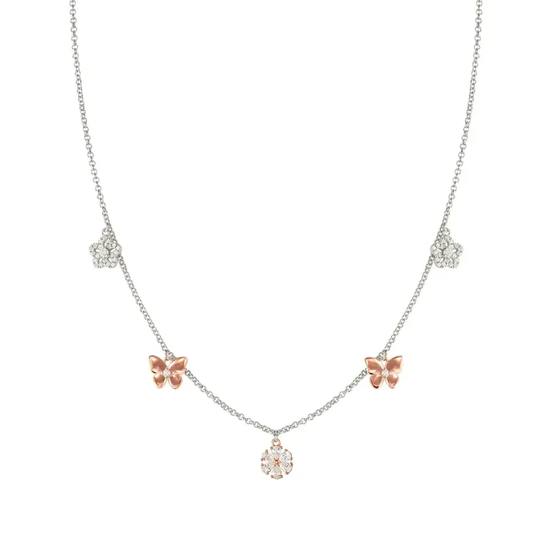 Nomination Sweetmadame Necklace, Flowers & Butterflies Mix, Rose Gold - Image 3