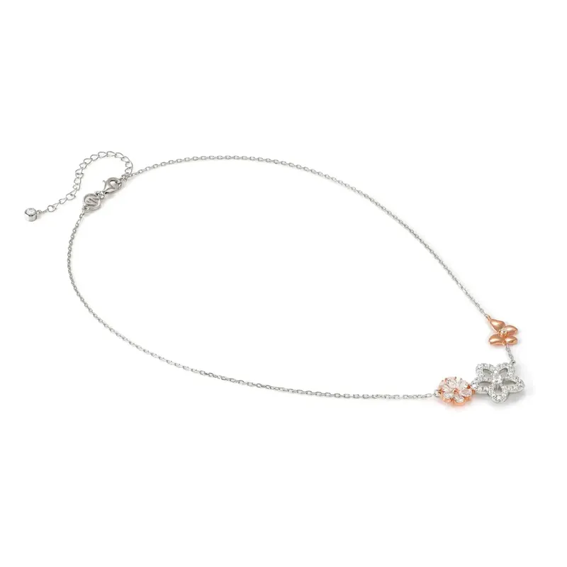 Nomination Sweetmadame Necklace, Flowers with Cubic Zirconia, Rose Gold - Image 2