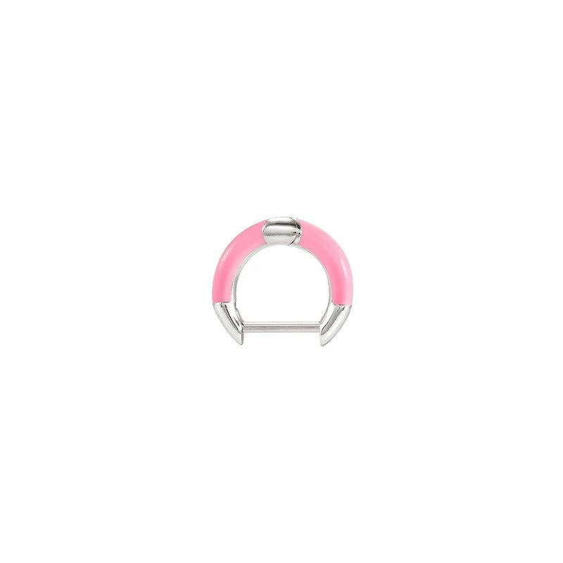 SEIMIA SINGLE EARRING, STERLING SILVER, PINK ENAMEL