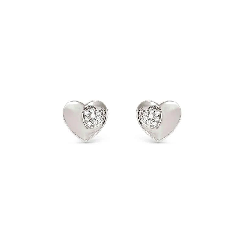 Nomination Silver Petit Sparkle Heart Stud Earrings - Image 4